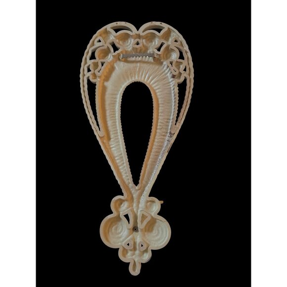 Vtg 70s Burwood Faux Off-White Wicker Wall Candleholders 17" Tall Pair - Picture 6 of 7